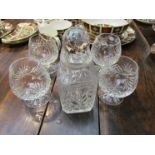 A Bohemian glass decanter and brandy balloon set,