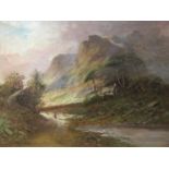 Montgomery Ansell: signed oil on canvas circa 1900, A Highland Glen,