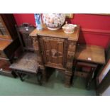 A pair of 18th Century style breakfront oak pier cabinets,