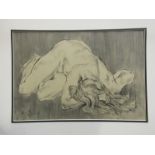 A mid 20th Century pencil of nude lady with head in hands,