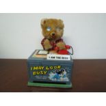 A boxed battery operated telephone bear with winky eyes "I Am The Boss"