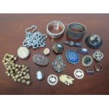 A good box of antique and vintage jewellery including H.M.