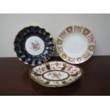 Two Royal Crown Derby cabinet plates and a dish including Red Derby panel (3)