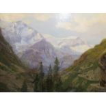 ANTON HLAVACEK (Austrian 1842-1926) An oil on canvas of mountainous alpine scene, 40.5 x 62.