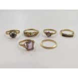 A quantity of 9ct gold dress rings,