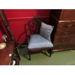 A Hepplewhite revival mahogany elbow chair with shield back and beaded detail,