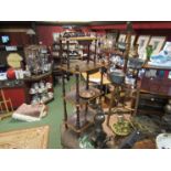 A Victorian burr walnut and parquetry inlaid four tier what-not