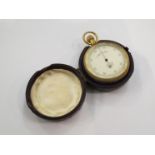 A J. Hicks of London gilded pocket altimeter with velvet lined leather case