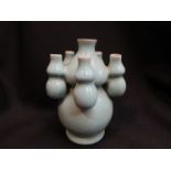 A Chinese Ru kiln blue five spouted vase,