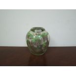 Unsigned an Art Glass ovoid vase with floral and vine detail, 12.