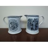 Two 19th Century jugs with black transfer printed designs,