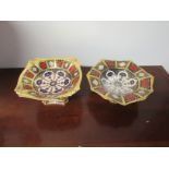 Two Royal Crown Derby "Old Imari" comports with shaped edges,