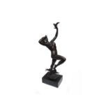 WILLIAM HENRY ROMAINE-WALKER (1854-1940) A bronze of a female nude with hare and bird,