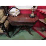 A Regency rosewood card table with brass inlay,