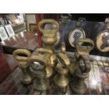Eight various brass Victorian weights