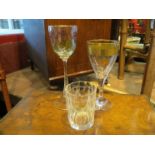 A Moser wine glass bearing Moroccan coat of arms in gilt,