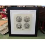 Four roundel engravings framed as one of female figures personifying Poetry, Philosophy,