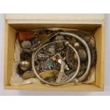 A box of bijouterie, to include silver rings,