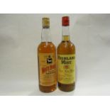 Two bottles of whisky, White Horse and Highland Mist,