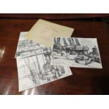 A set of drawings by Christine Warburton of Lord Nelson's flagship H.M.