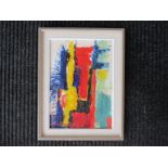 Eric Guillin (XX) signed abstract Scandinavian oil on board abstract painting, framed.