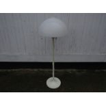 A Danish white standard lamp, mushroom shade,