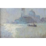 JANE CORSELLIS (b. 1940): A framed and glazed oil on canvas on board entitled "Misty Dawn, Venice".