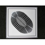 FRANK DOWNTON (b. 1936) A hand cut vinyl on plastic Op art, off set oval form in black and white.