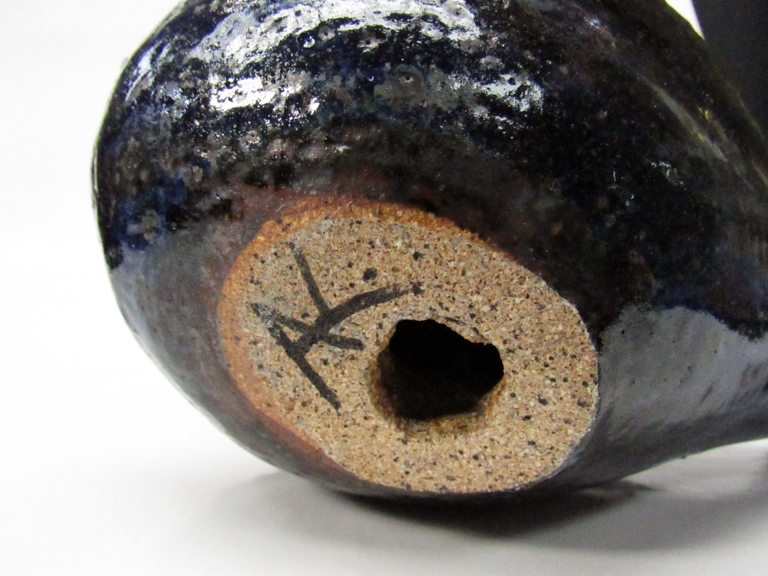 A Scandinavian art pottery bird with blue glaze, incised AK monogram, - Image 3 of 3