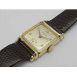 HAMILTON: an Art Deco manual wind gent's gold filled wristwatch with silvered dial,