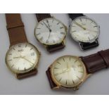 Four vintage gents wristwatches: Allaine (3) and Bentima