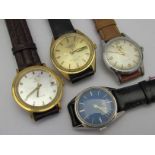 Four vintage gents Favre-Leuba wristwatches including Seachief and Harpoon II