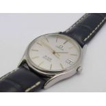 OMEGA: a De Ville quartz gent's steel wristwatch with silvered dial,