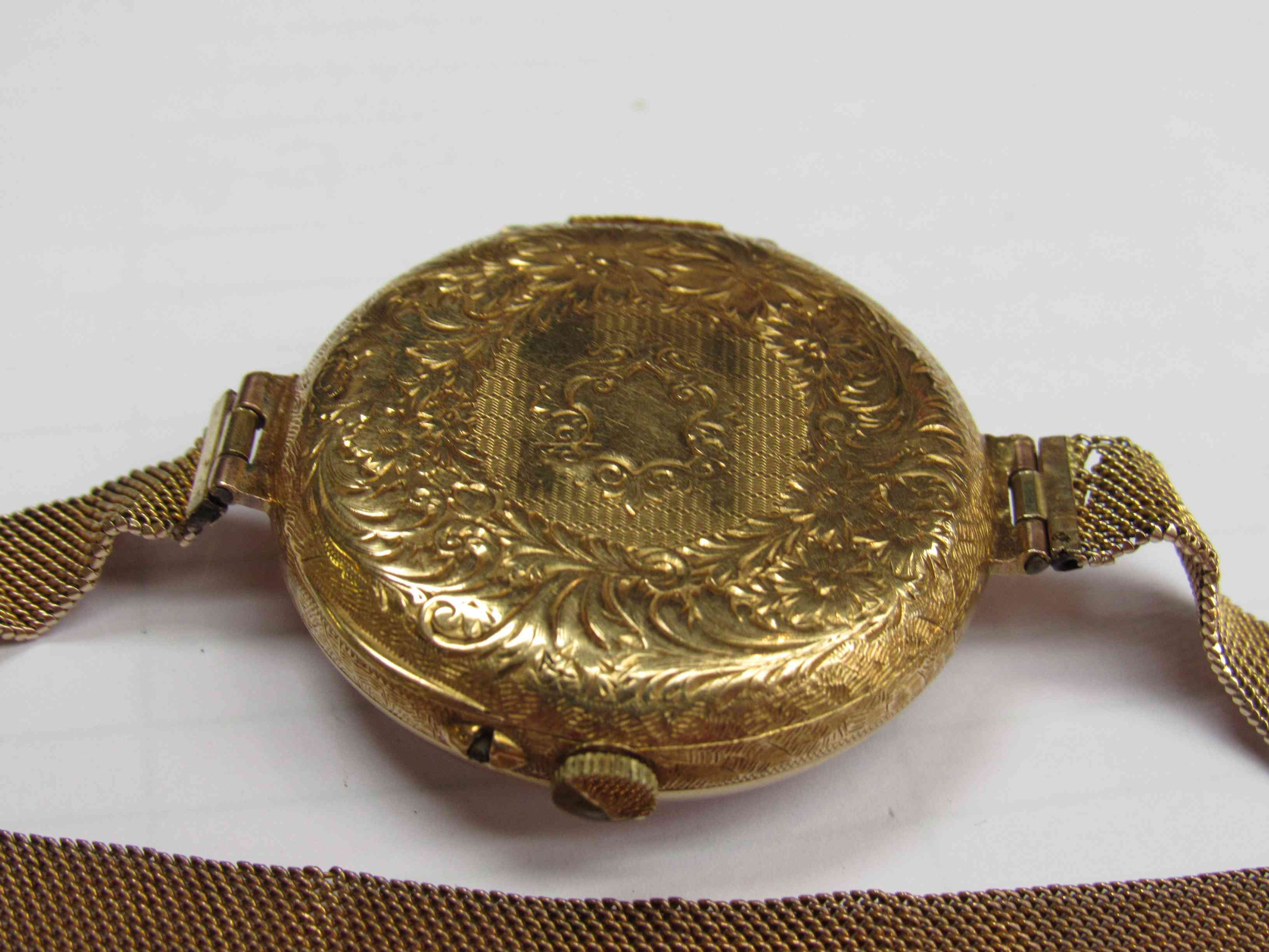 A Baume Longines 18K fob watch with Roman enamelled dial, converted to a wristwatch, - Image 2 of 2