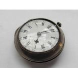 A late 18th Century silver pair case pocket watch with Roman enamelled convex dial,