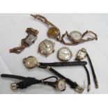 Eight assorted ladies vintage gold watches