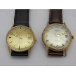 Two 9ct gold gent's wristwatches: Elgin and Metronic