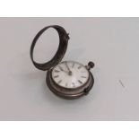 A late 18th Century silver pair case pocket watch with Roman enamelled dial,