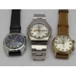 Three vintage gent's alarm wristwatches: Mentor,