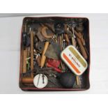 A box of clockmaker's tools including lathe gravers