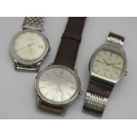 Three vintage gent's steel wristwatches: Rotary,