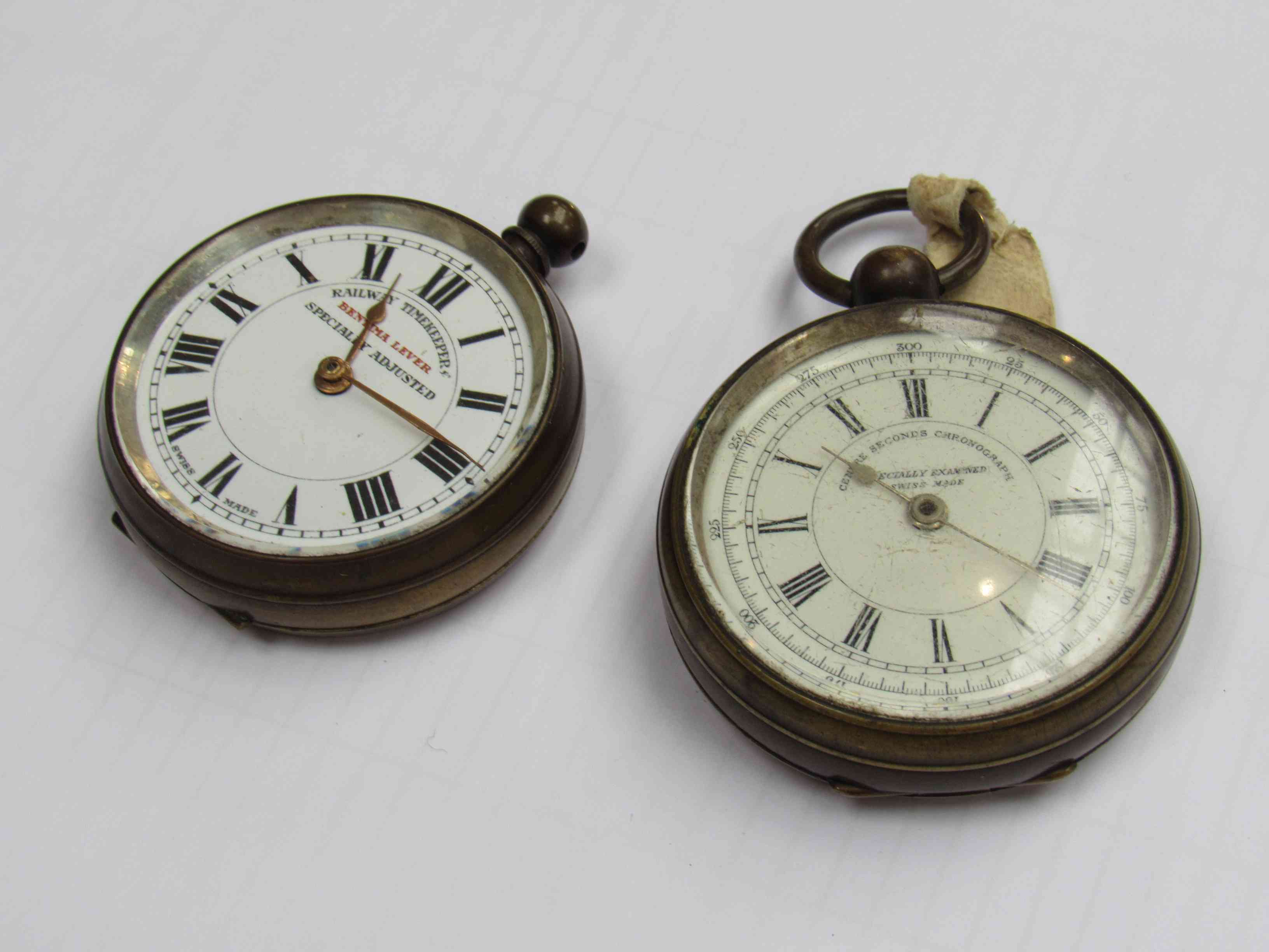 A base metal chronograph pocket watch and a Bentima Lever Railway pocket watch