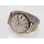A Bravingtons Wetrista 9ct gold gent's manual wind wristwatch, centre seconds,