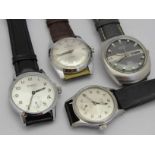 Four vintage steel gents wristwatches: Services, Gudax,