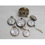 An Oris 8-day desk timepiece and five pocket watches including two silver examples