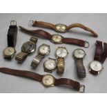 Ten assorted steel/gold plated gent's wristwatches including Rotary and Smith's