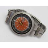 SEIKO: A Sports 5 automatic gent's steel bracelet watch with orange dial,