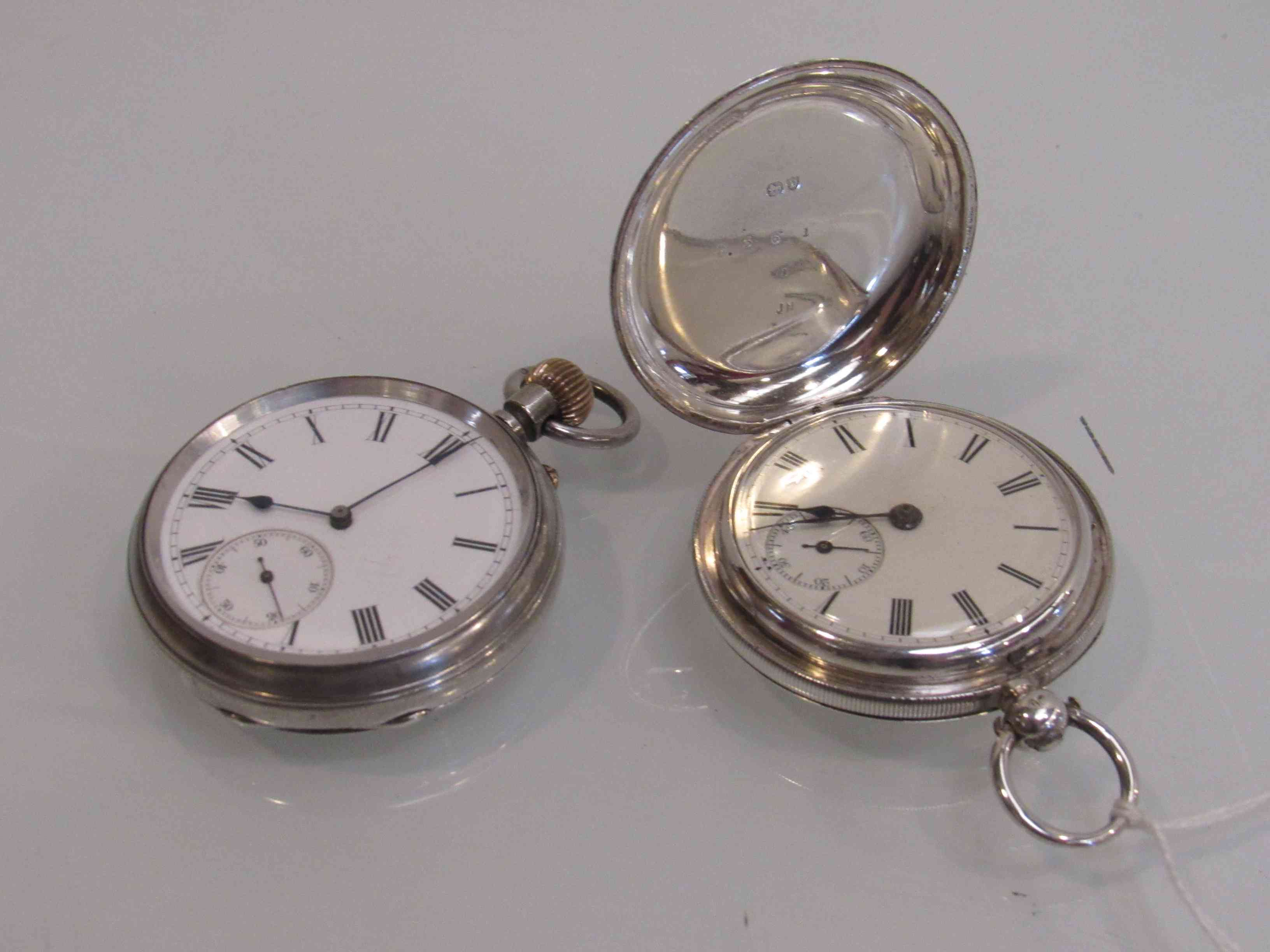 Two silver pocket watches including full hunter with fusee