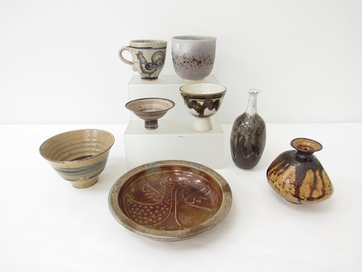 Eight pieces of studio pottery including Andrew McGarva,