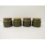 Four Hornsea storage jars in green